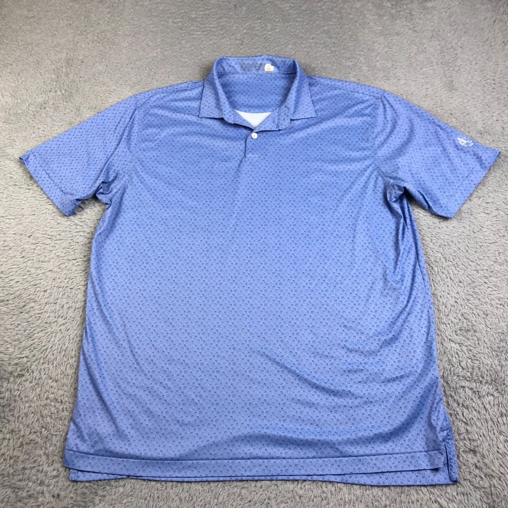 Peter Millar Shirt Mens L Blue Jellyfish Print Performance Golf Polo